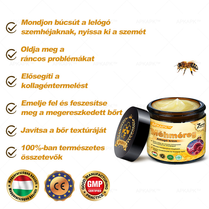 ΑΚΑPK®Méhméreg Átfogó Krém Segít a bőrproblémák kezelésében, mint például: ráncok, hegek, pigmentációs foltok, striák, pattanások, pikkelysömör, ekcéma, bőrelváltozások, irritációk, gyulladások és egyéb bőrproblémák 🥇