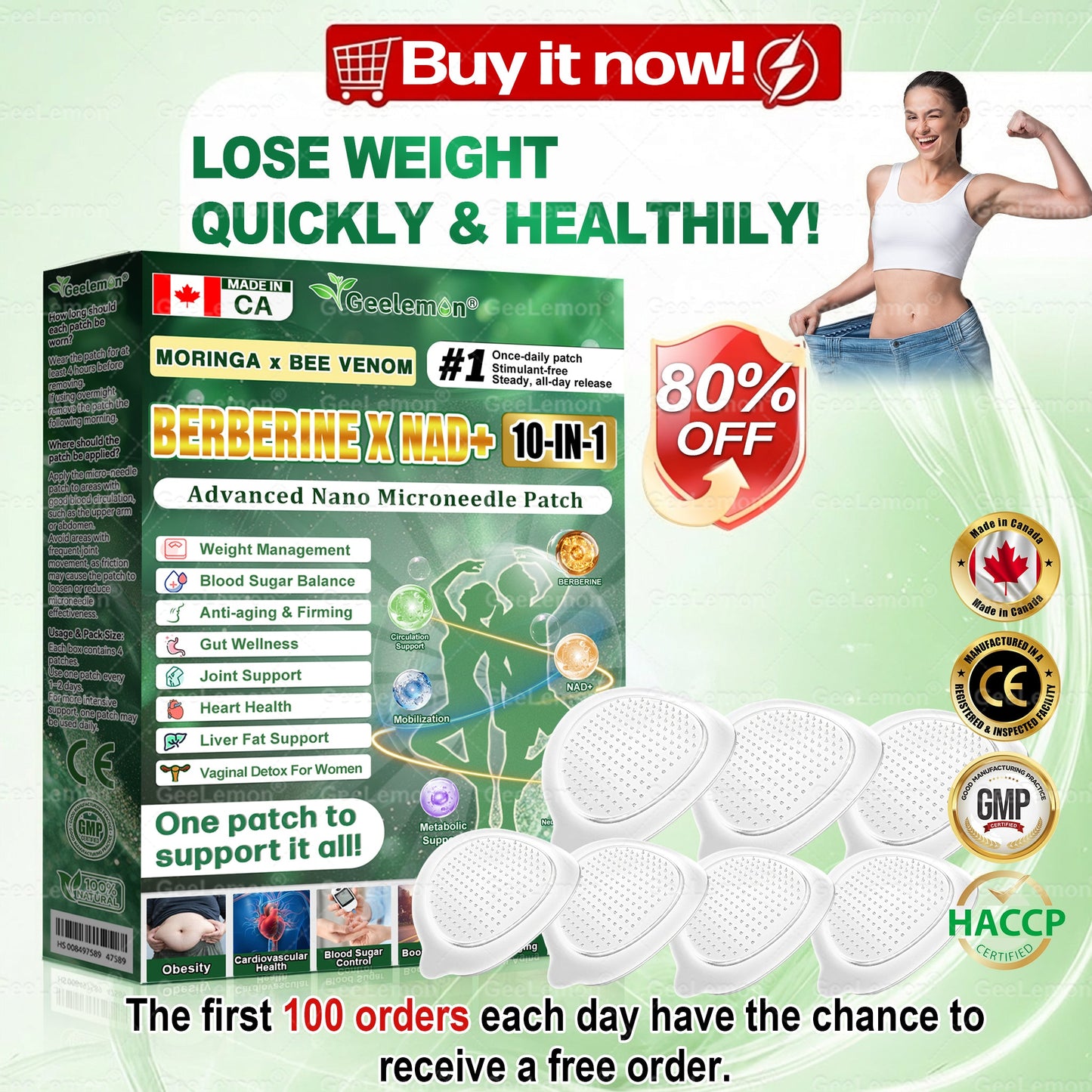🇨🇦 𝑶𝒇𝒇𝒊𝒄𝒊𝒂𝒍 𝑺𝒕𝒐𝒓𝒆 | 🧑‍⚕️🩺 𝐆𝐞𝐞𝐋𝐞𝐦𝐨𝐧® Moringa · Berberine × NAD+ 𝟏𝟎-𝐢𝐧-𝟏 𝐀𝐝𝐯𝐚𝐧𝐜𝐞𝐝 𝐍𝐚𝐧𝐨 𝐌𝐢𝐜𝐫𝐨𝐧𝐞𝐞𝐝𝐥𝐞 𝐏𝐚𝐭𝐜𝐡 — 𝐎𝐧𝐜𝐞 𝐃𝐚𝐢𝐥𝐲, 𝐕𝐢𝐬𝐢𝐛𝐥𝐞 𝐑𝐞𝐬𝐮𝐥𝐭𝐬 𝐢𝐧 𝟕 𝐃𝐚𝐲𝐬