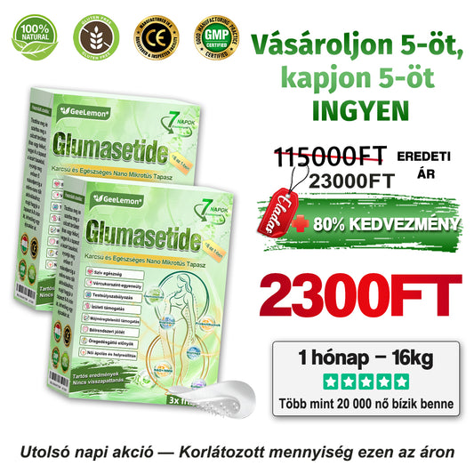 Szuper akció!🎉 𝐆𝐞𝐞𝐋𝐞𝐦𝐨𝐧® Glumasetide 8 az 1-ben Nano Mikrotűs Tapasz – napi 1x ✅ Segít a túlsúly csökkentésében, feszesíti a bőrt és javítja az általános egészséget már 7 napon belül! 🌟